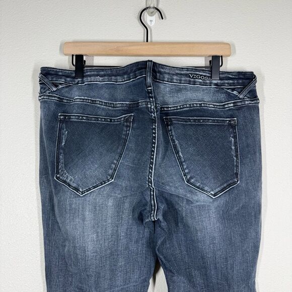 Vigoss The Thompson Tomboy Jeans Stretch Distressed Washed Black Plus Size 16 - Picture 7 of 8
